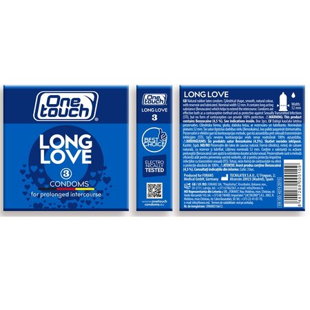 Prezervative Long Love N3, 3 bucati, One Touch 675479