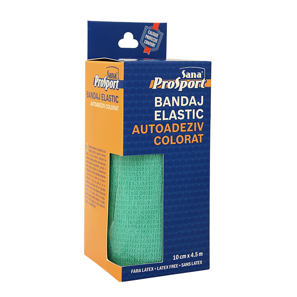 Bandaj elastic colorat autoadeziv ProSport, 10 cm x 4.5 m, 1 bucata, Sana