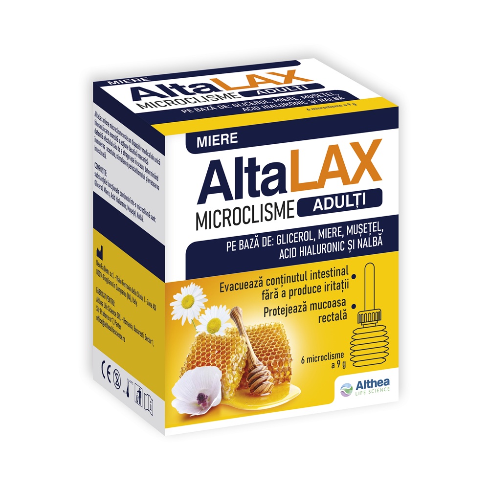 Microclisme pentru adulti cu Miere AltaLAX, 6 bucati, Althea Life Science