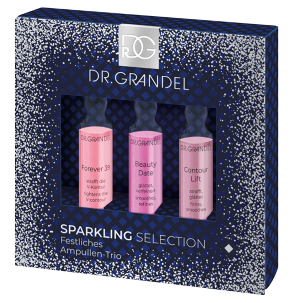 Set Fiola cu concentrat activ Forever 39 + Fiola cu concentrat activ Beauty Date + Fiola cu concentrat activ Contour Lift Sparkling Selection, 3x3 ml, Dr. Grandel