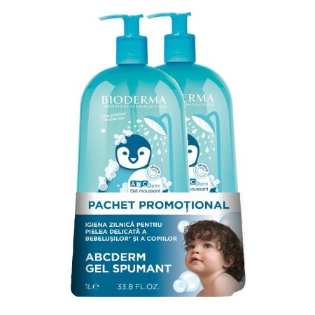 Pachet Gel spumant pentru copii ABCDerm, 2 x 1000 ml, Bioderma
