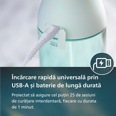 Irigator bucal portabil HX3826/24 Verde Power Flosser, 1 bucata, Philips Sonicare 732461