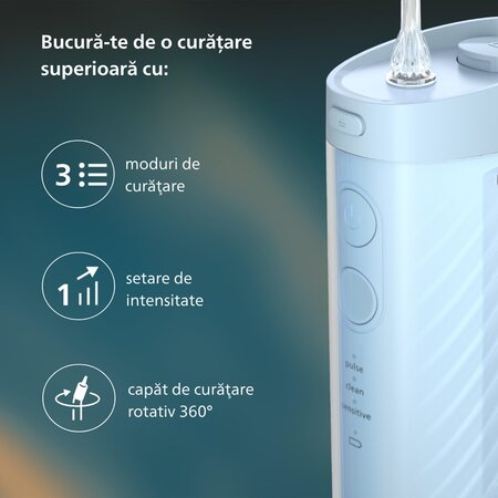 Irigator bucal postabil HX3333/24 Albastru Compact Flosser, 1 bucata, Philips Sonicare 732446