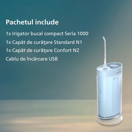 Irigator bucal postabil HX3333/24 Albastru Compact Flosser, 1 bucata, Philips Sonicare 732445