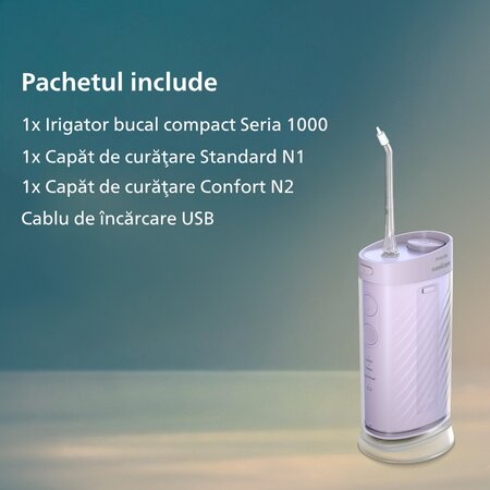 Irigator bucal postabil HX3333/23 Mov Compact Flosser, 1 bucata, Philips Sonicare 732436