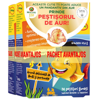 Pachet Pestisori gumati cu Omega-3 si aroma de lamaie si portocale, 2x36 jeleuri, Moller's