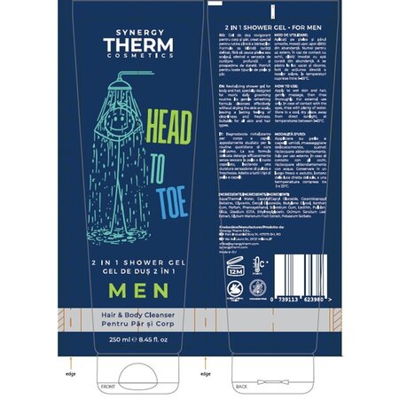 Gel de dus 2 in 1 Head to Toe, 250 ml, Synergy Therm 675993
