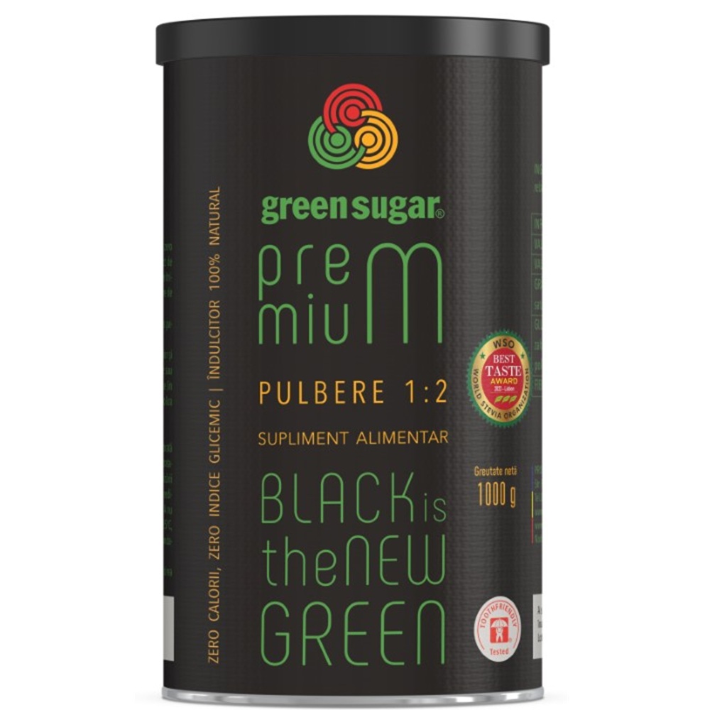 Zahar pulbere Green Sugar Premium, 1:2, 1000 g, Laboratoarele Remedia