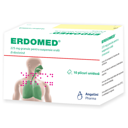 Erdomed, 225 mg granule pentru suspensie orală, 10 plicuri, Angelini 719772