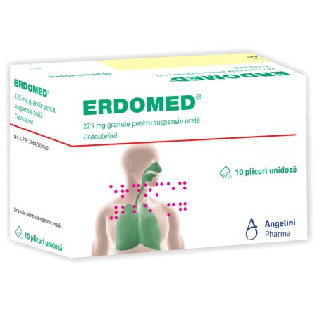 Erdomed, 225 mg granule pentru suspensie orală, 10 plicuri, Angelini