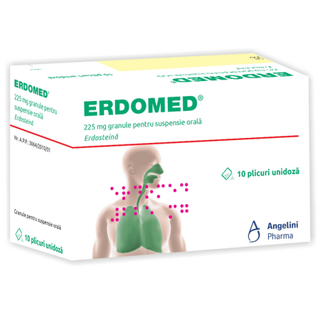 Erdomed, 225 mg granule pentru suspensie orală, 10 plicuri, Angelini