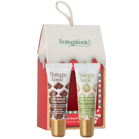 Set Balsam de buze cu ciocolata 7 ml + Balsam de buze cu fistic 7 ml, Bottega Verde