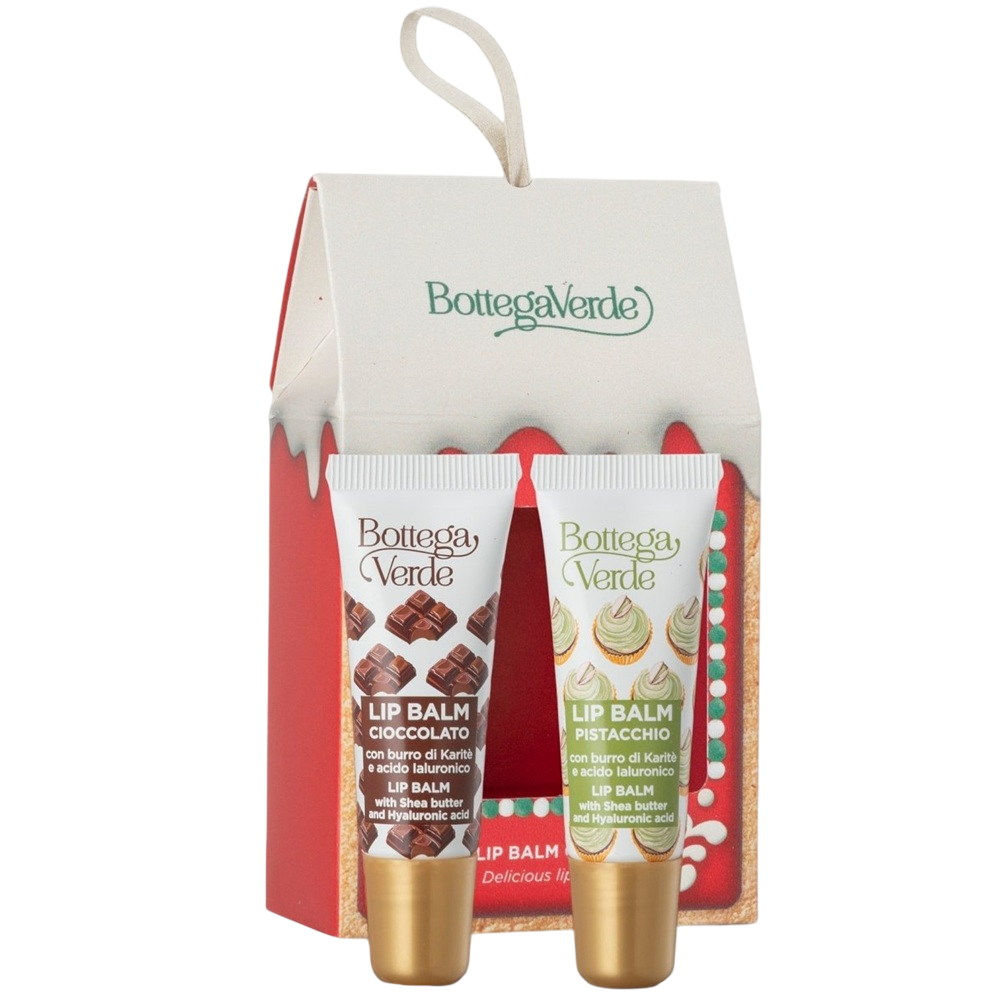Set Balsam de buze cu ciocolata 7 ml + Balsam de buze cu fistic 7 ml, Bottega Verde