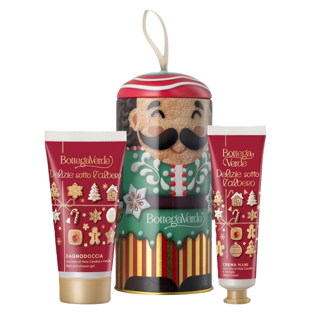 Set Gel de dus cu mar si vanilie 50 ml + Crema de maini cu mar si vanilie 30 ml Delizie sotto l’albero, Bottega Verde
