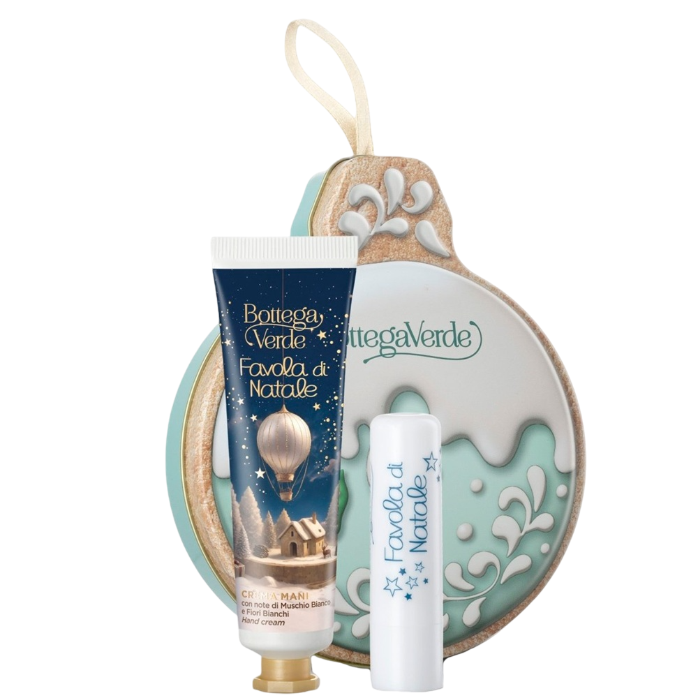 Set Crema de maini cu mosc si flori albe 30 ml + Balsam de buze hidratant 4 ml Favola di Natale, Bottega Verde