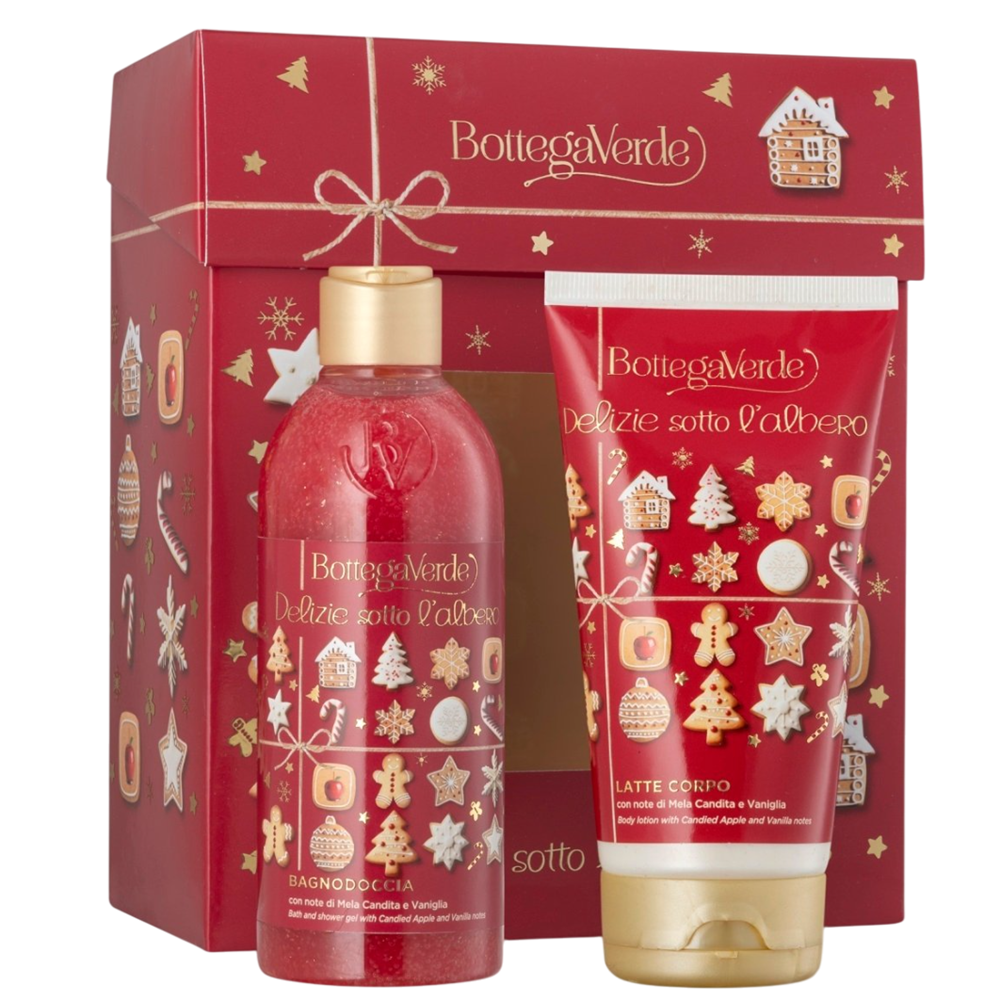 Set Gel de dus cu vanilie si mar 250 ml + Lapte de corp cu vanilie si mar 150 ml Delizie sotto l’albero, Bottega Verde