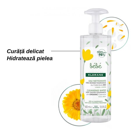 Apa de curatare cu galbenele, 400 ml, Klorane Bebe 676784