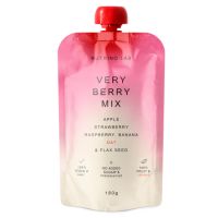 Piure pasteurizat cu mere, capsuni, zmeura, banane, ovaz si in Very Berry Mix, 180 g, Nutrino Lab
