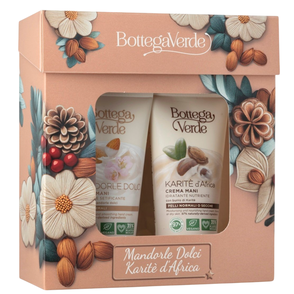 Set Crema de maini cu ulei de migdale dulci 75 ml + Crema de maini cu unt de shea 75 ml, Bottega Verde