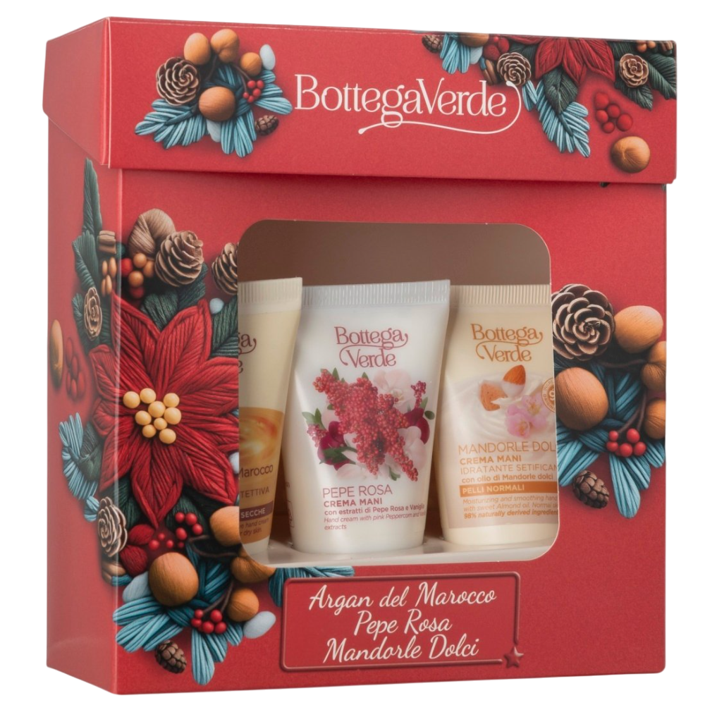 Set Crema de maini cu ulei de argan 30 ml + Crema de maini cu trandafir si vanilie 30 ml + Crema de maini cu ulei de migdale dulci 30 ml, Bottega Verde