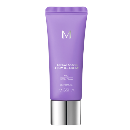 BB Cream tip ser cu SPF50+ 21 bej deschis M Perfect Cover, 20 ml, Missha