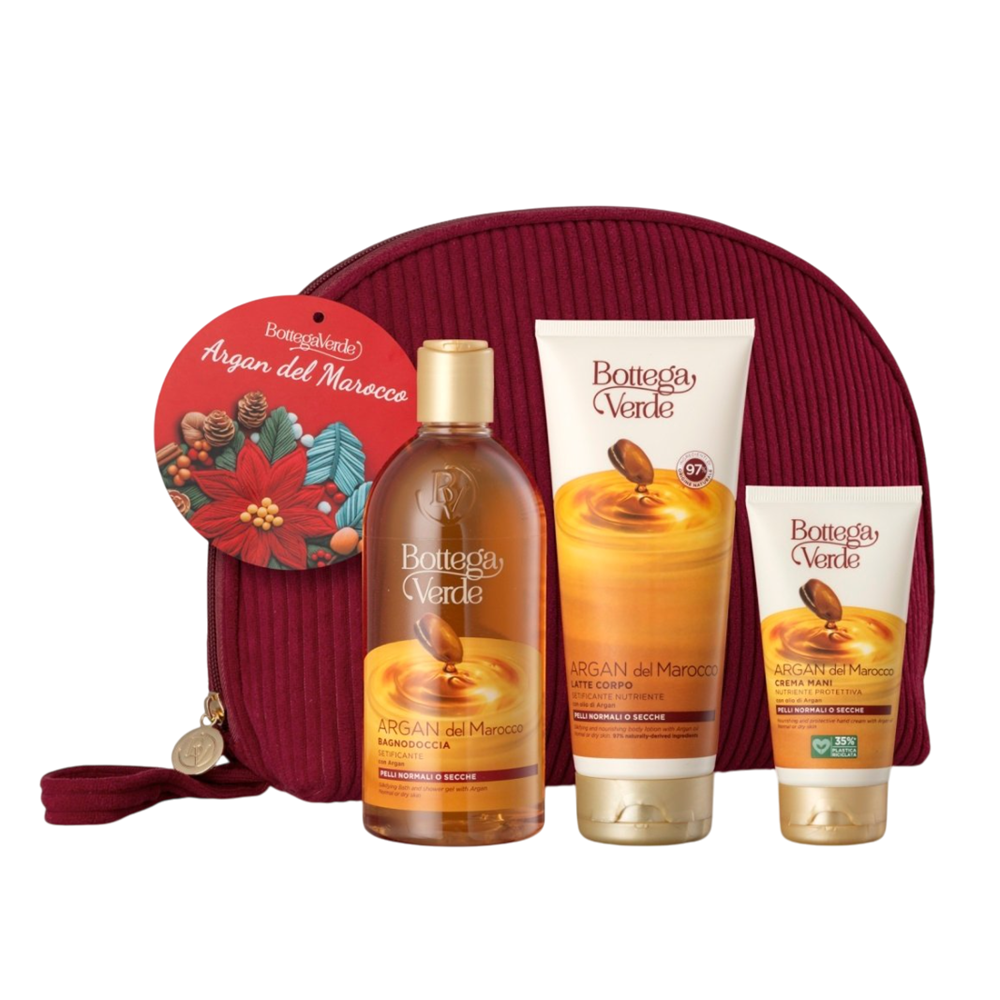 Set Gel de dus cu ulei de argan 400 ml + Lapte de corp cu ulei de argan 200 ml + Crema de maini hidratanta 75 ml Argan del Marocco, Bottega Verde