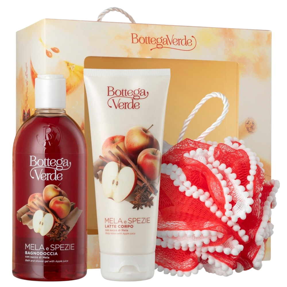 Set Gel de dus cu mar si scortisoara 400 ml + Lapte de corp cu mar si scortisoara 200 ml Mela e Spezie, Bottega Verde