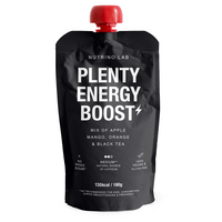Piure pasteurizat cu mere, mango, portocale si ceai negru Plenty Energy Boost, 180 g, Nutrino Lab