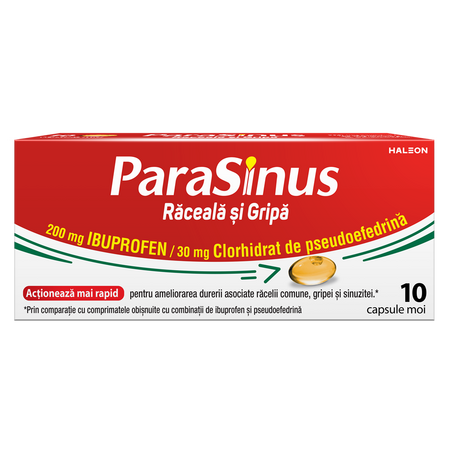 Parasinus Raceala si Gripa, 200 mg/30 mg, 10 capsule moi, Haleon