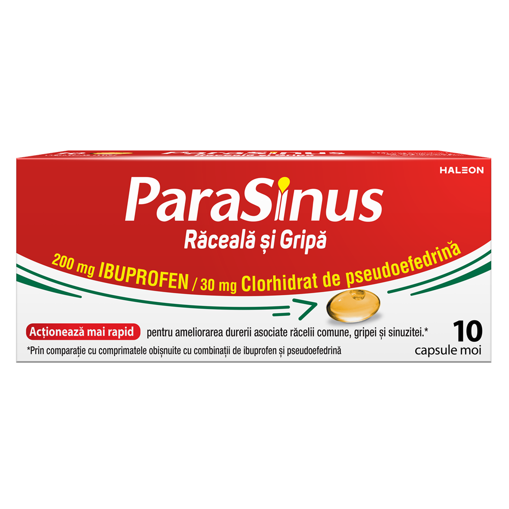 Parasinus Raceala si Gripa, 200 mg/30 mg, 10 capsule moi, Haleon
