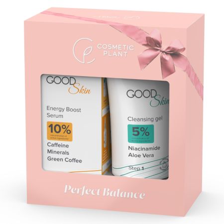 Set Ser cu Cafeina, Minerale si Cafea Verde Energy Boost 30 ml + Gel de curatare 150 ml Good Skin, Cosmetic Plant