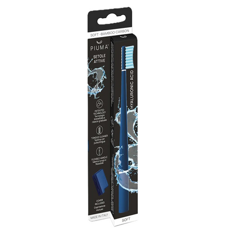 Periuta de dinți cu peri activi cu acid hialuronic, Hialuronic Blue, 1 bucata, Piuma