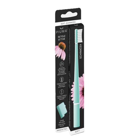 Periuta de dinti infuzata cu echinacea Soft Aqua Green, 1 bucata, Piuma