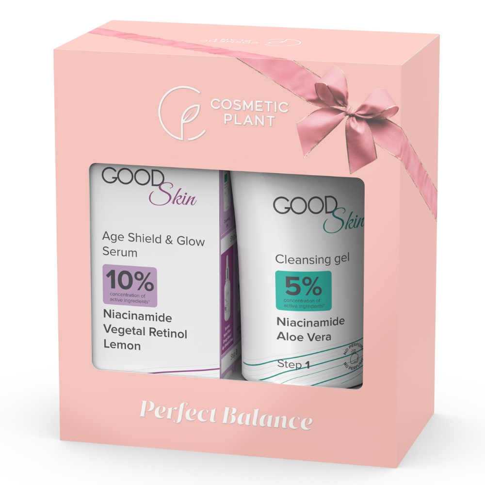 Set Ser Age Shield & Glow 30 ml + Gel de curatare 150 ml Good Skin, Cosmetic Plant