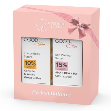 Set Ser cu Cafeina, Minerale si Cafea Verde Energy Boost 30 ml + Ser de fata exfoliant 30 ml Good Skin, Cosmetic Plant