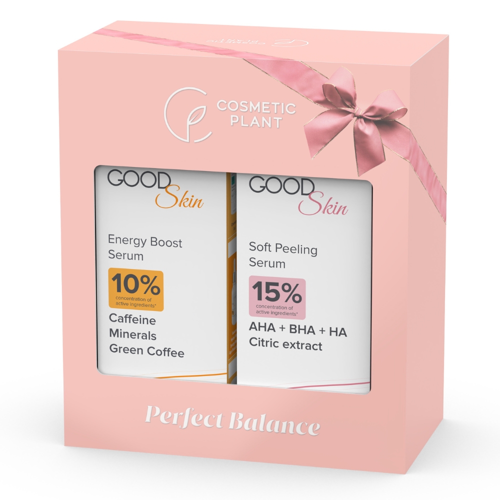 Set Ser cu Cafeina, Minerale si Cafea Verde Energy Boost 30 ml + Ser de fata exfoliant 30 ml Good Skin, Cosmetic Plant