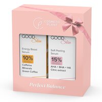 Set Ser cu Cafeina, Minerale si Cafea Verde Energy Boost 30 ml + Ser de fata exfoliant 30 ml Good Skin, Cosmetic Plant