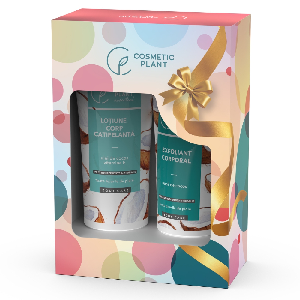 Set Lotiune de corp catifelanta 200 ml + Exfoliant de corp 150 ml Essential, Cosmetic Plant