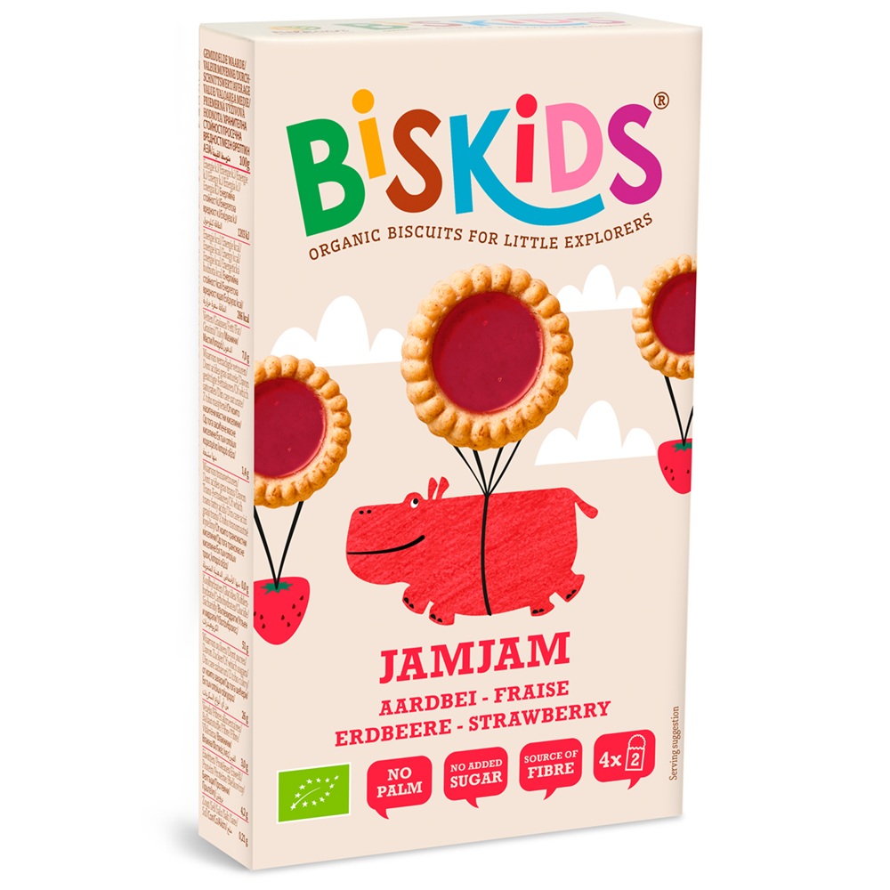 Biscuiti eco cu capsuni Jamjam BisKids, 120 g, Belkorn