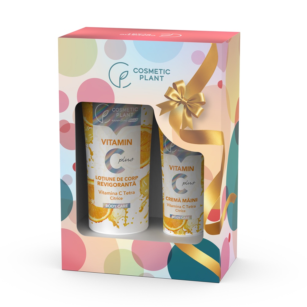 Set Lotiune de corp revigoranta 200 ml + Crema de maini 75 ml Vitamin C Plus, Cosmetic Plant