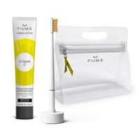 Set Periuta de dinti + baza + pasta de dinti 75 ml, infuzate cu vitamina C, Vit C Pure White, 1 periuta + 1 baza calanderistica + 75 ml, Piuma