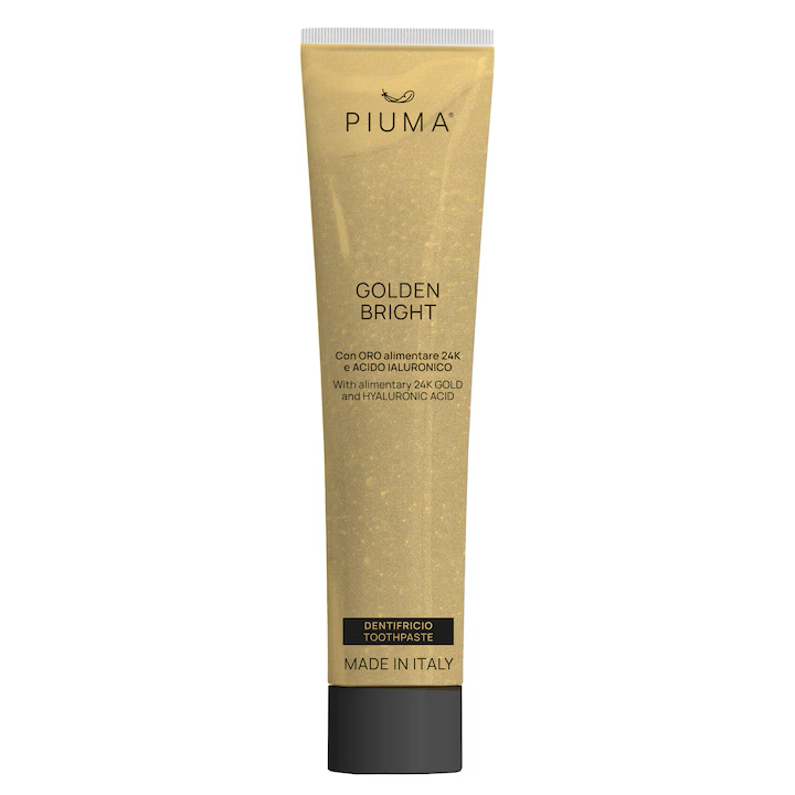 Pasta de dinti cu aur 24K si acid hyaluronic Visible Active Golden Bright, 75 ml, Piuma