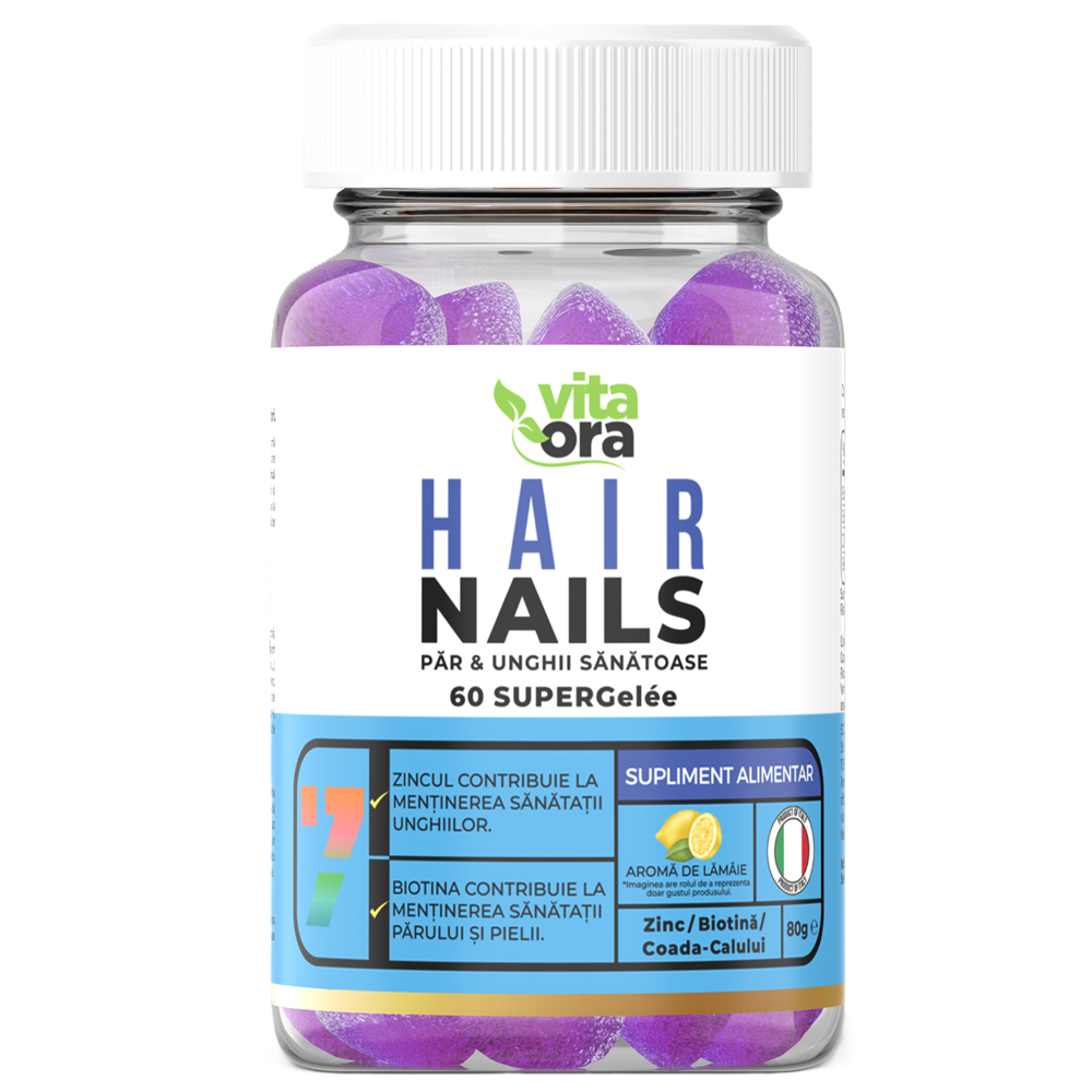 Jeleuri cu aroma de lamaie pentru par si unghii Hair and Nails, 60 bucati, Vita Ora