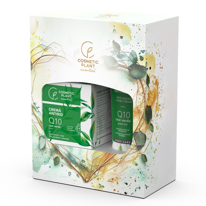 Set Crema antirid de zi cu ceai verde 50 ml + Crema de maini anti-ageing cu ceai verde 100 ml Essential, Cosmetic Plant