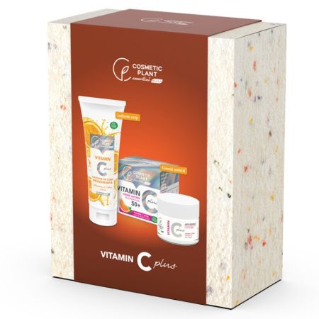 Set Crema antirid regeneratoare 50+ 50 ml + Lotiune de corp revigoranta 200 ml Vitamin C Plus, Cosmetic Plant