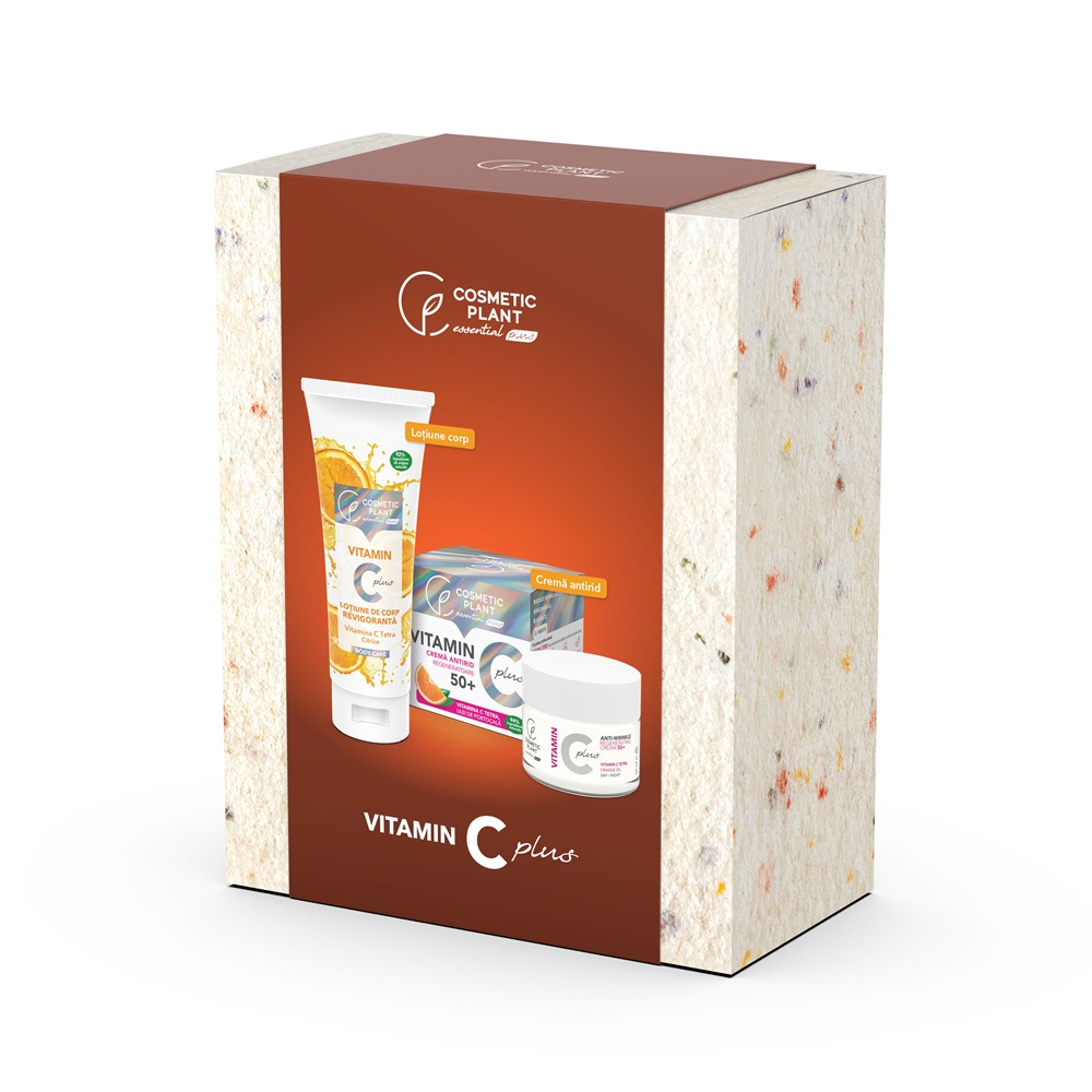 Set Crema antirid regeneratoare 50+ 50 ml + Lotiune de corp revigoranta 200 ml Vitamin C Plus, Cosmetic Plant