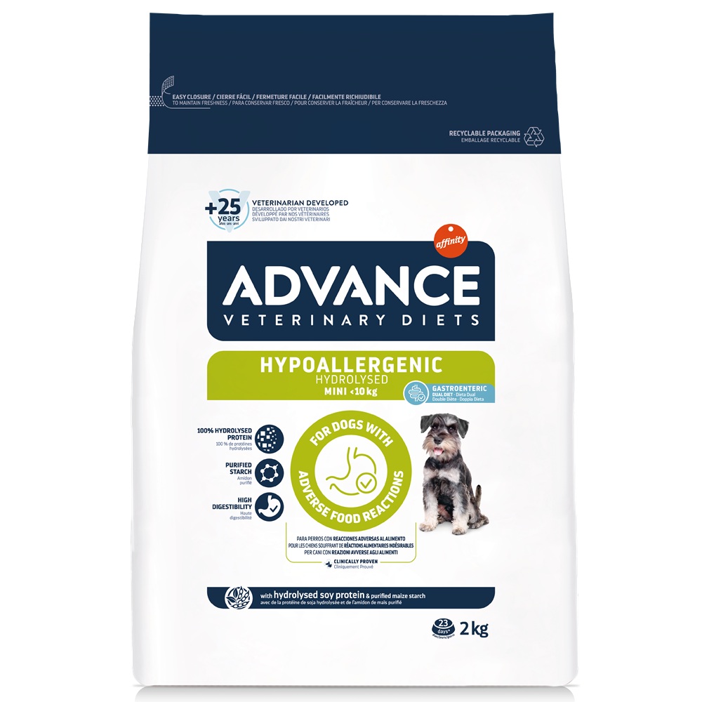 Hrana uscata pentru caini Mini Hypoallergenic Hydrolysed, 2 kg, Advance Veterinary Diets