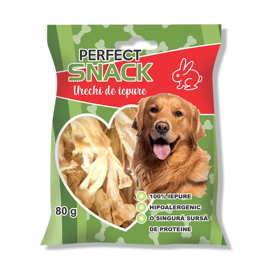 Urechi de iepure pentru caini, 80 g, Perfect Snack