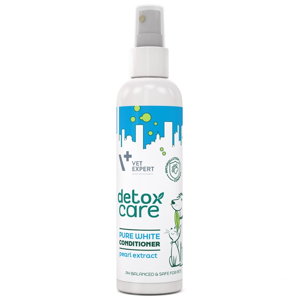 Blasam spray pentru caini si pisici cu blana deschisa la culoare Detox Care Pure White, 150 ml, VetExpert