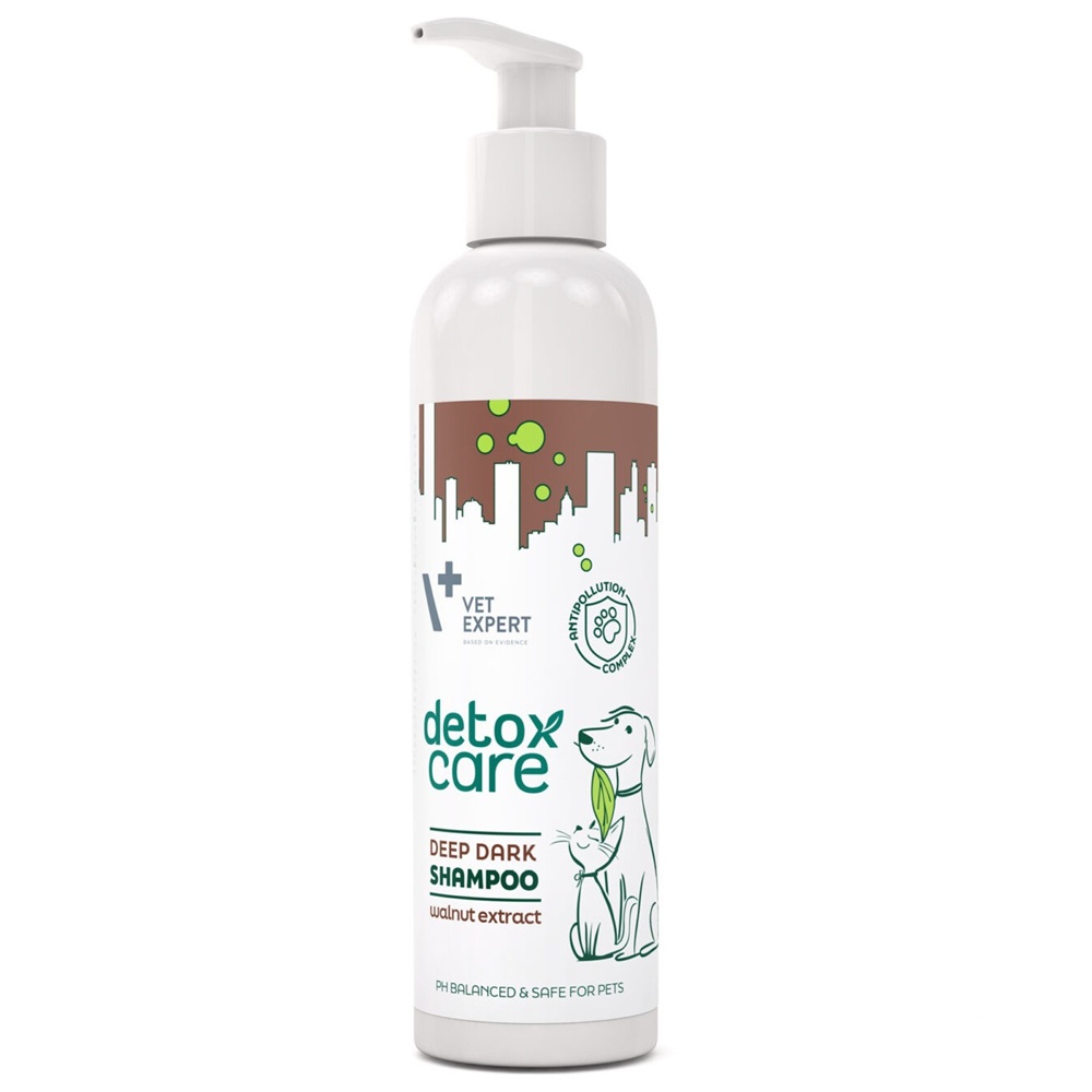 Sampon pentru caini si pisici cu blana inchisa la culoare sau neagra Detox Care Deep Dark, 250 ml, VetExpert